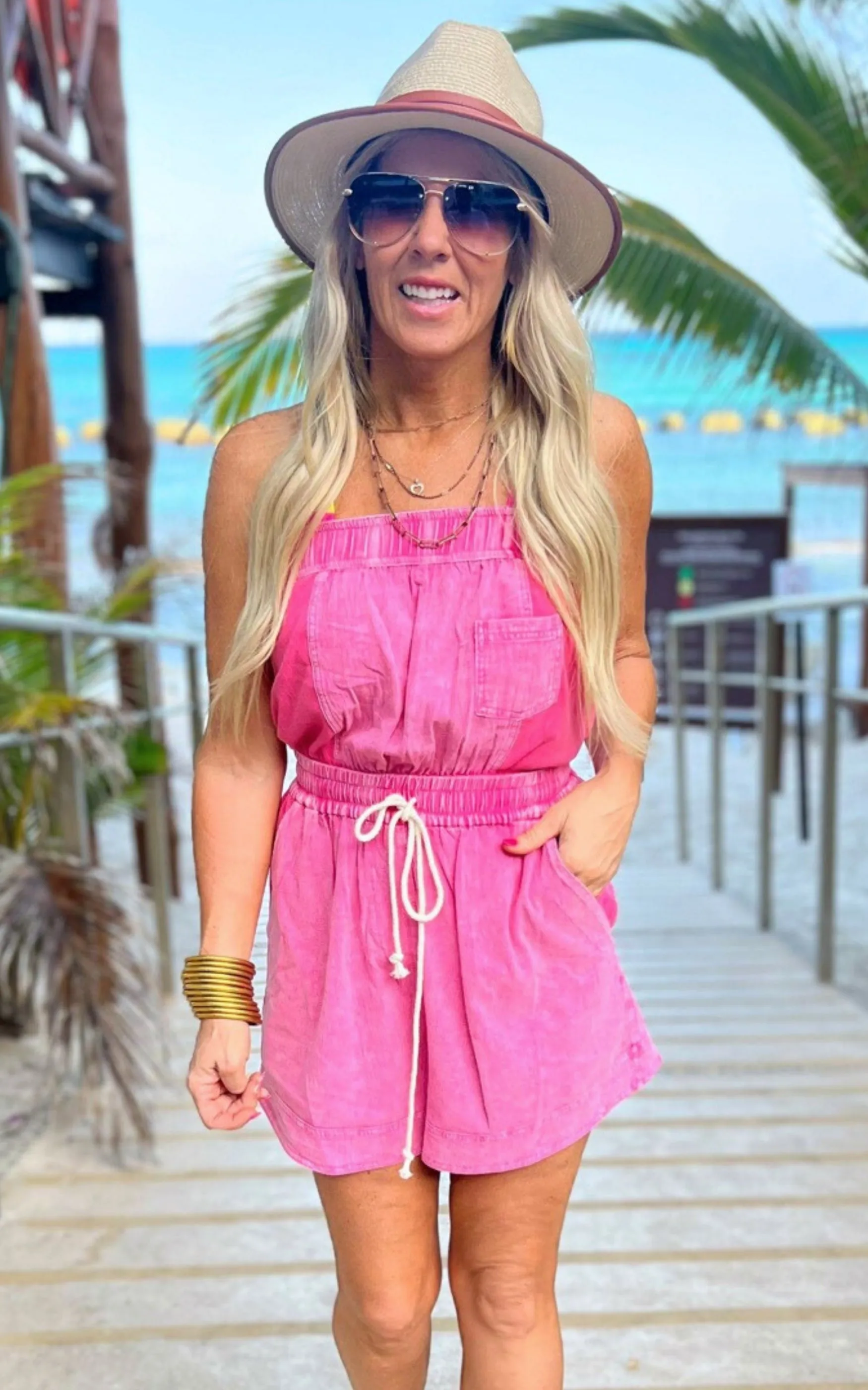 Mineral Washed Strapless Romper - Final Sale
