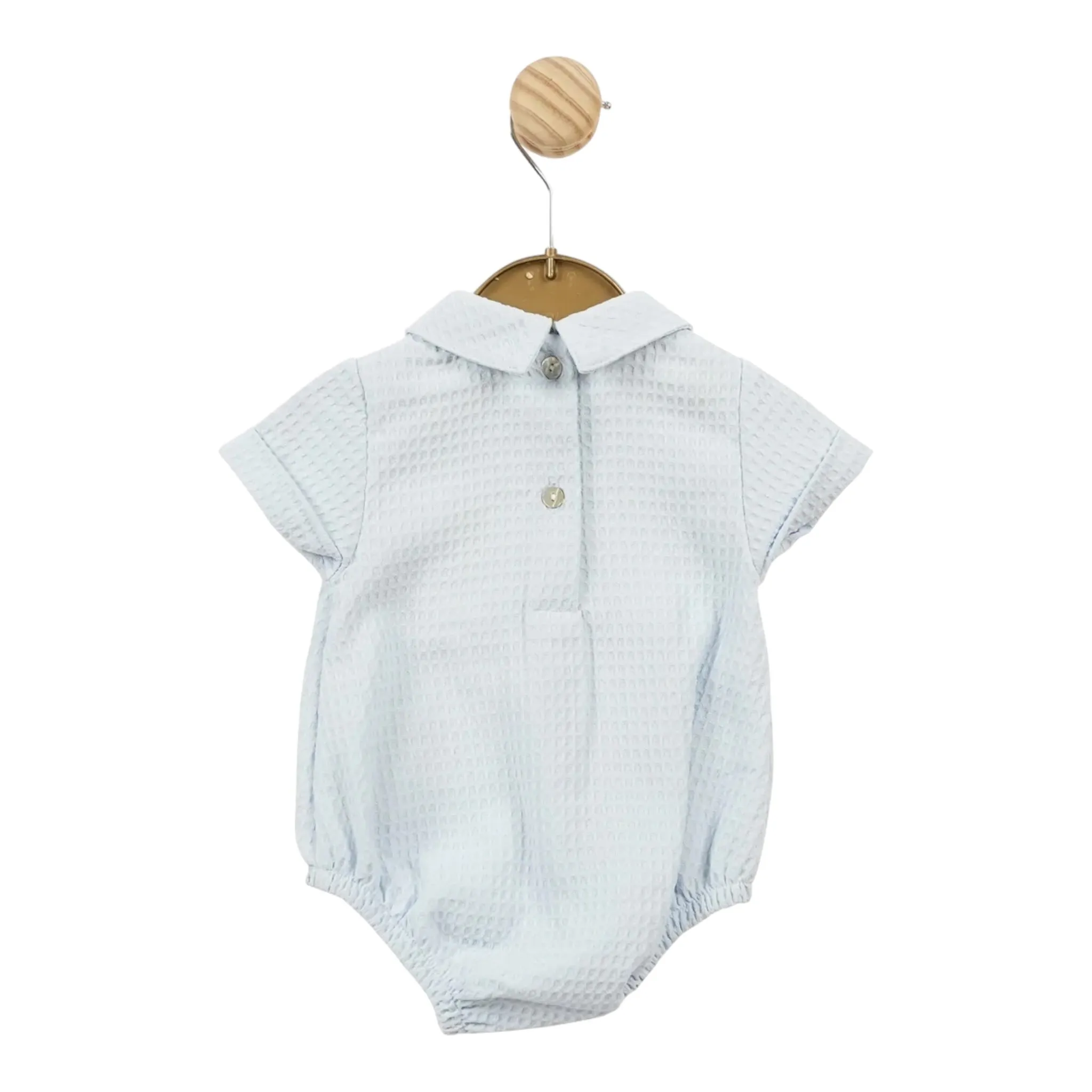 Mintini - Light blue summer romper with smocking