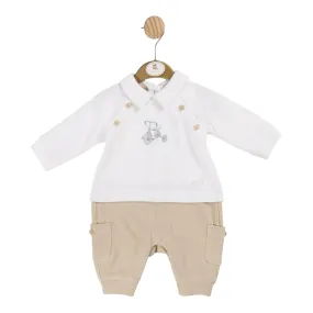 Mintini - Romper, beige and white