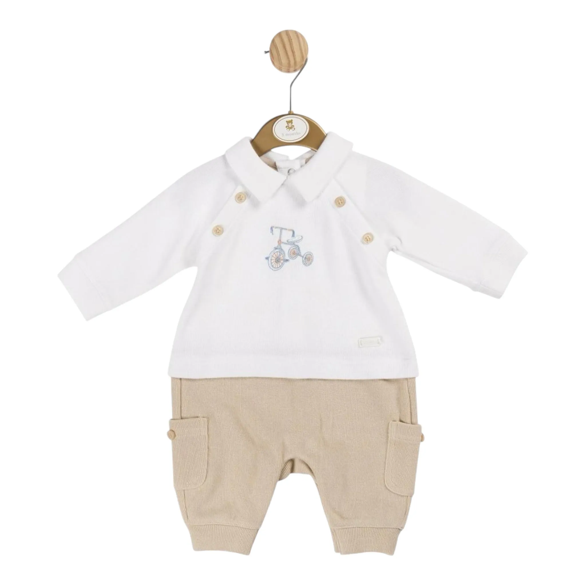 Mintini - Romper, beige and white