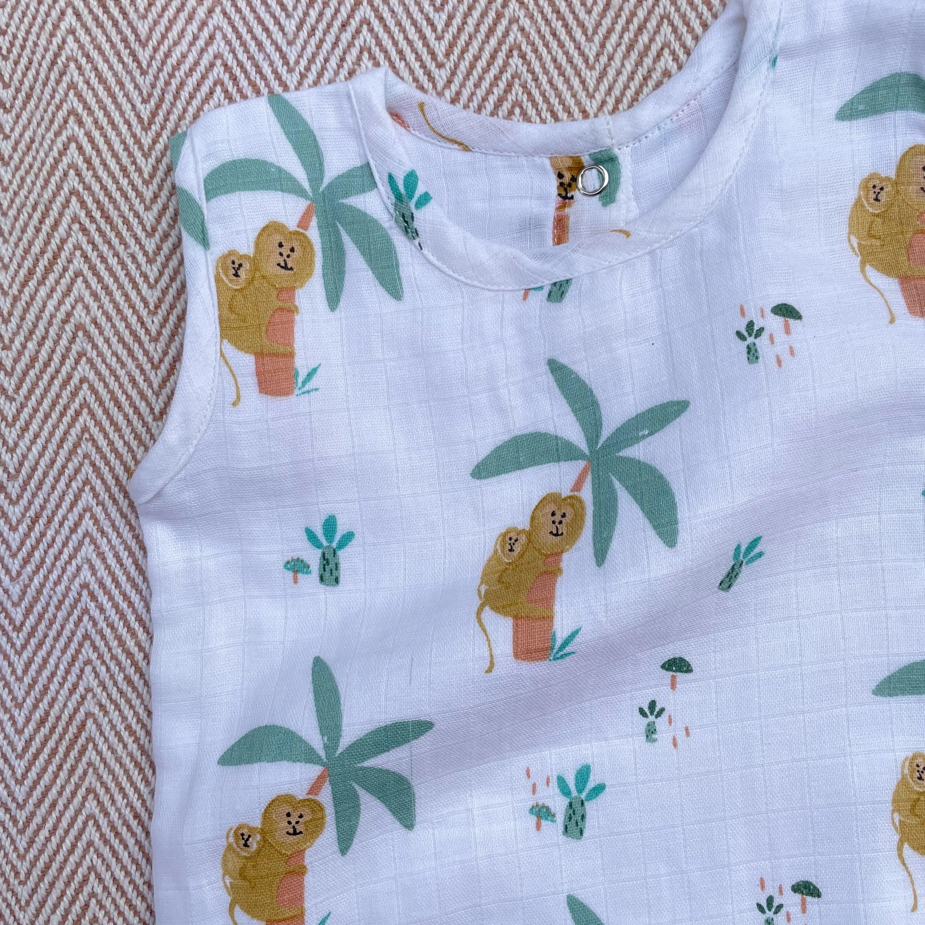 Muslin Onesie- Monkey