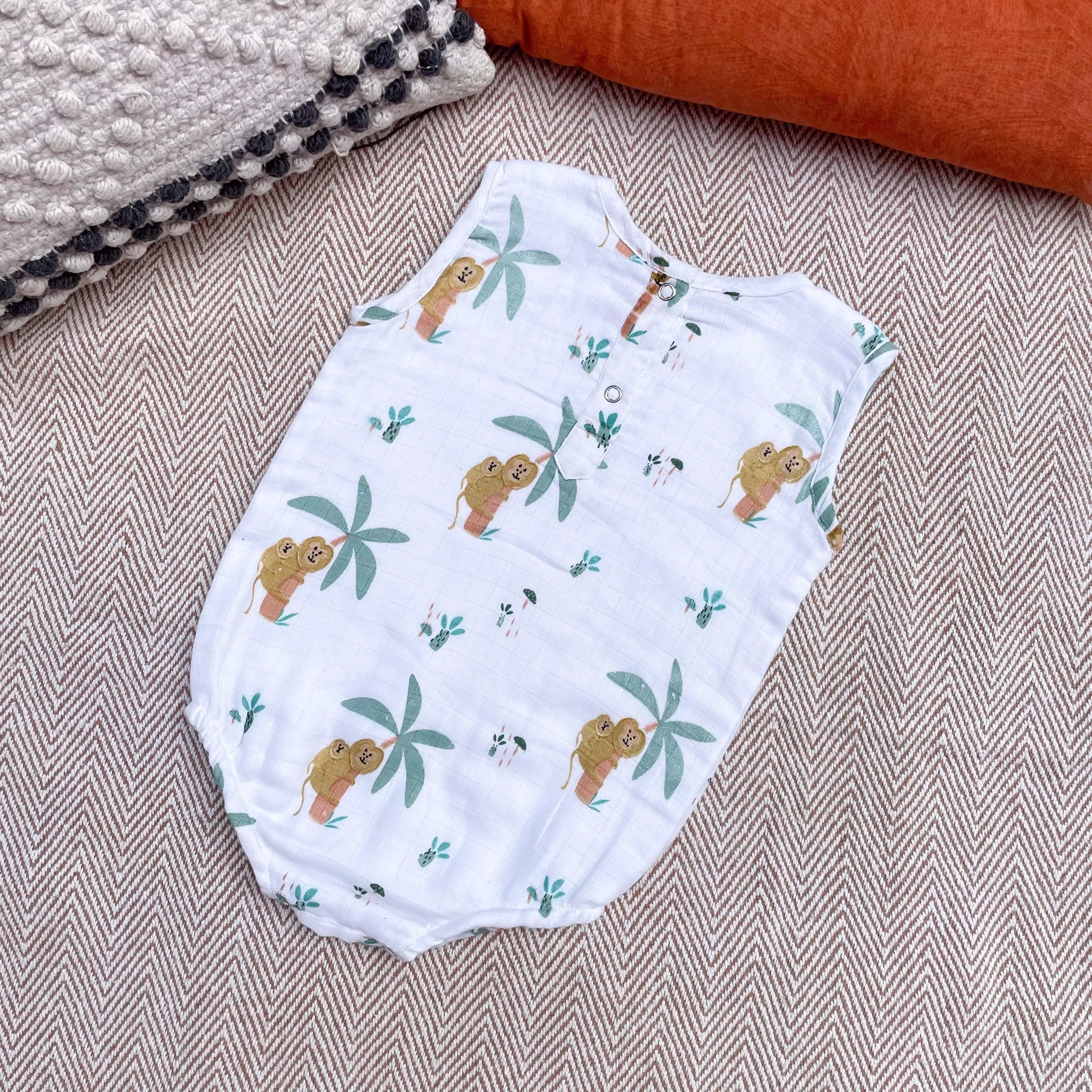 Muslin Onesie- Monkey