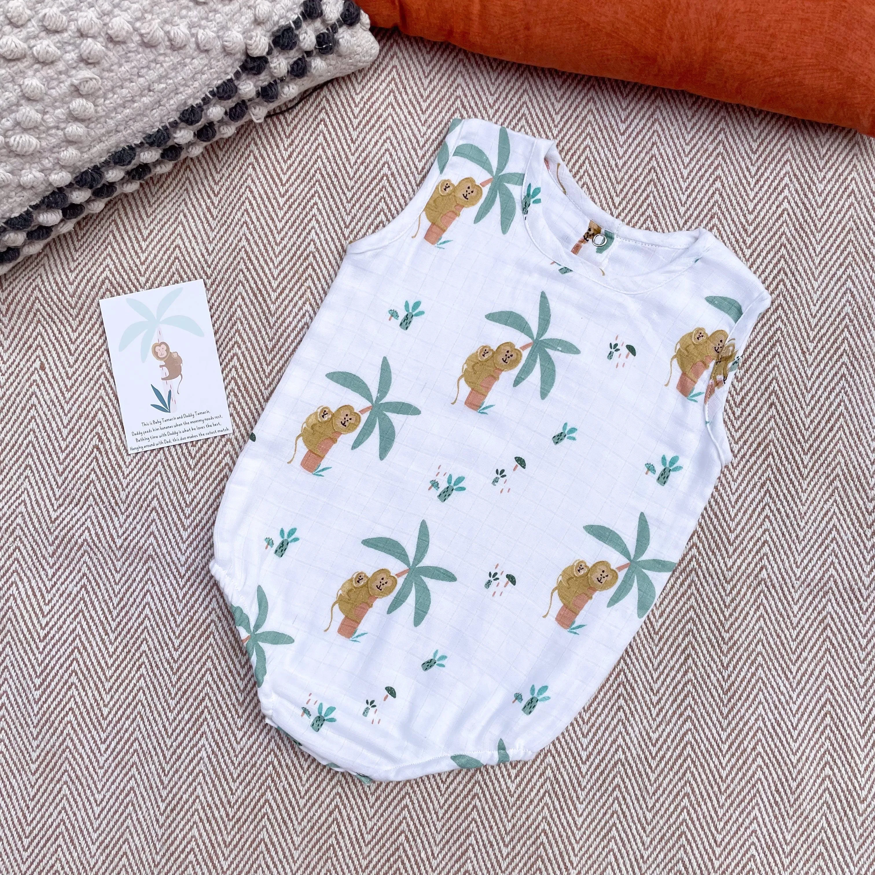 Muslin Onesie- Monkey