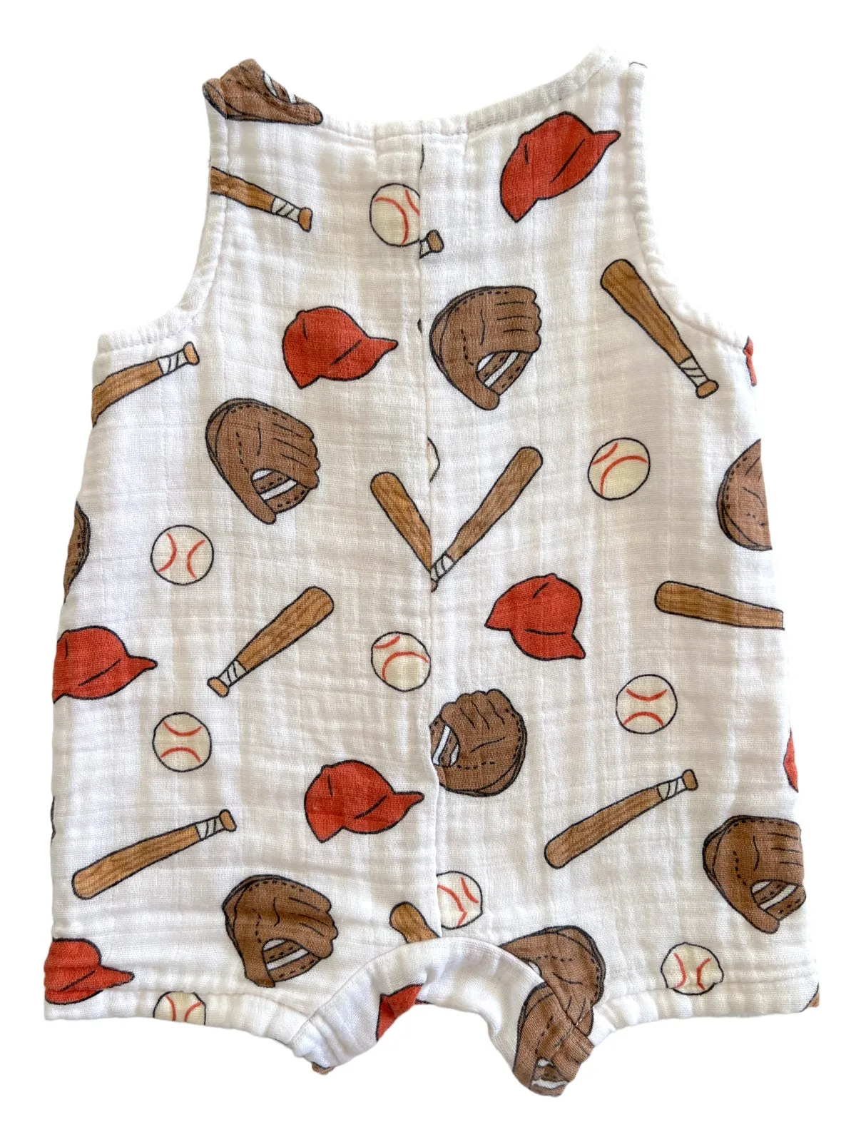 Muslin Shortie Romper, Baseball