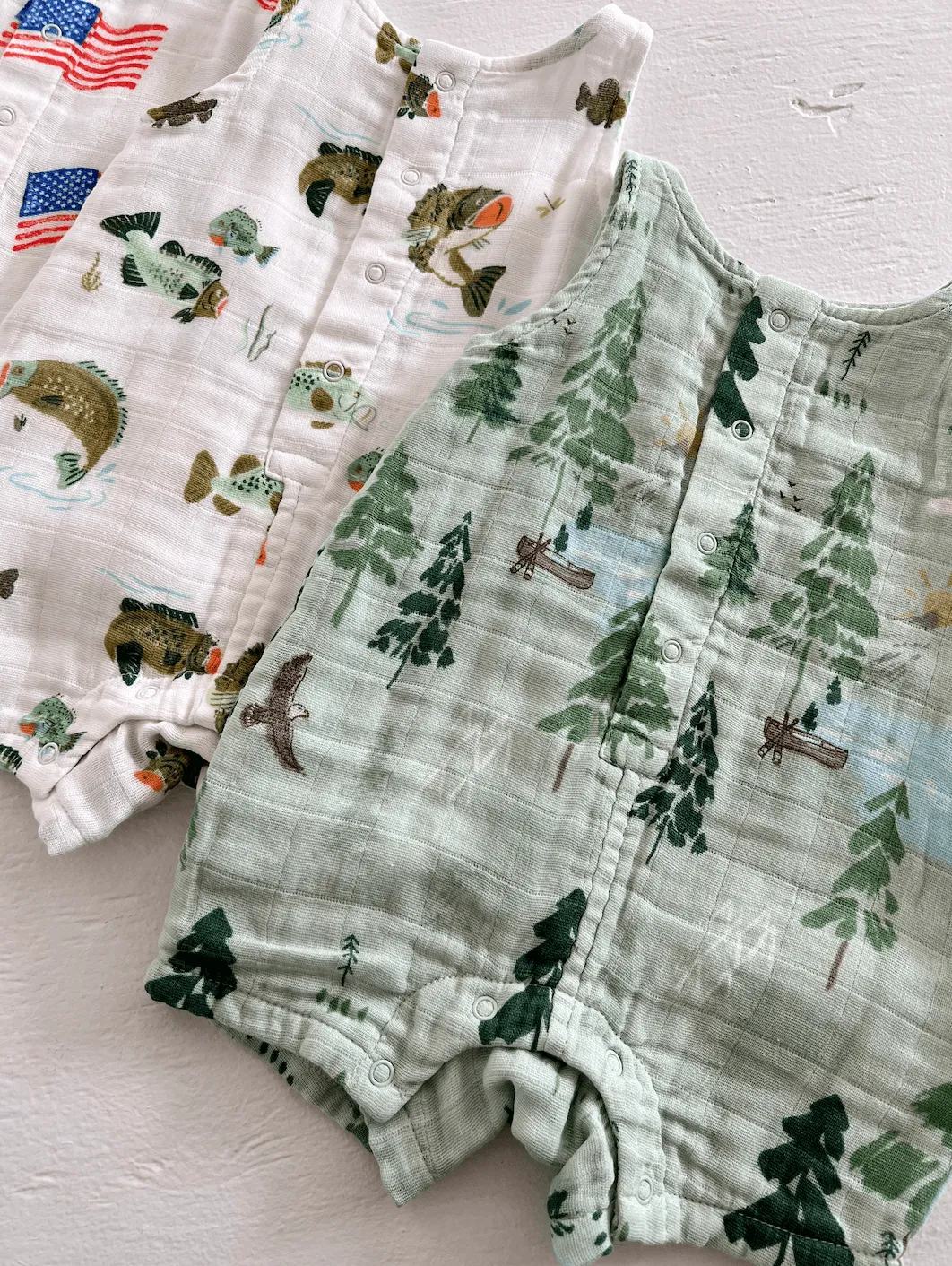 Muslin Shortie Romper, Mountain Cabin
