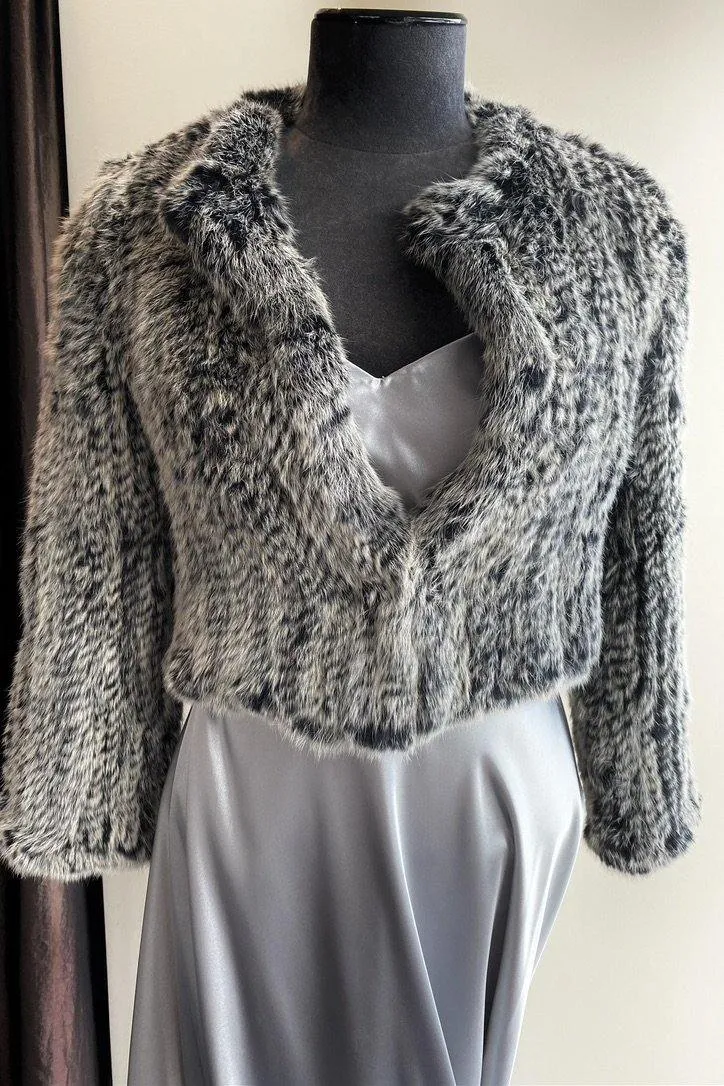 Natarsha Rabbit Fur Jacket Black Snow