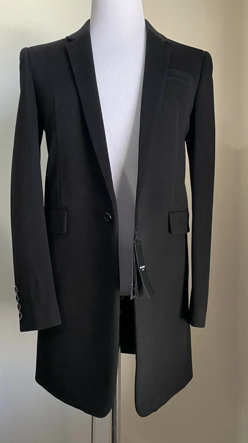 New $3790 Saint Laurent Men Wool/Cashmere Overcoat Coat Black 36 US/46 Eu Italy