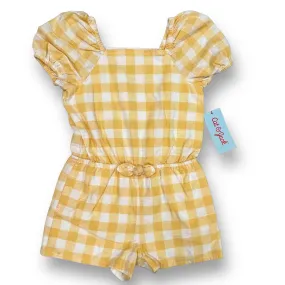 NEW! Girls Cat & Jack Size 3T White & Yellow Checkered Short Sleeve Romper