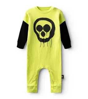 Nununu Droopy Skull Long Sleeve Romper | hot lime
