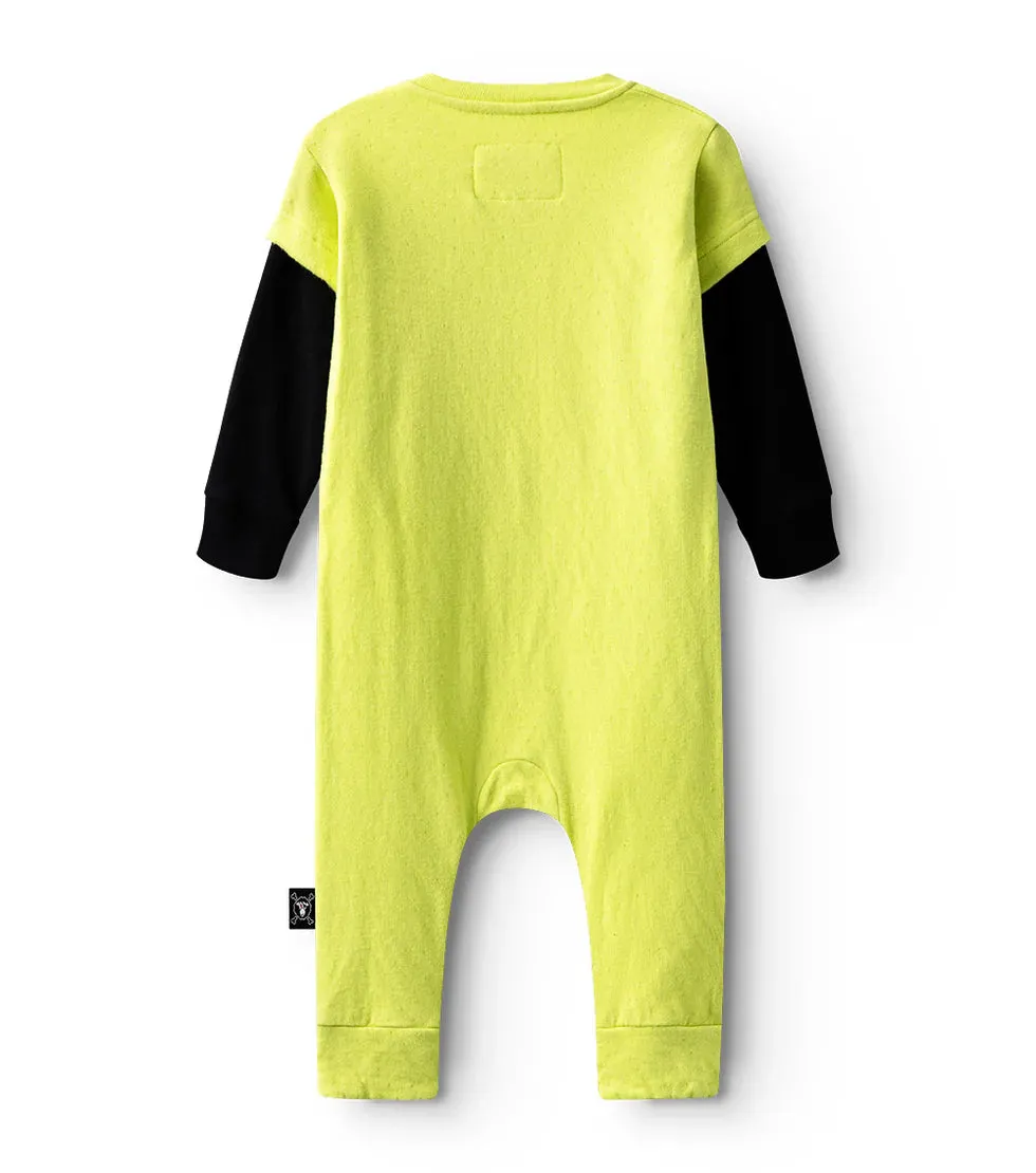 Nununu Droopy Skull Long Sleeve Romper | hot lime
