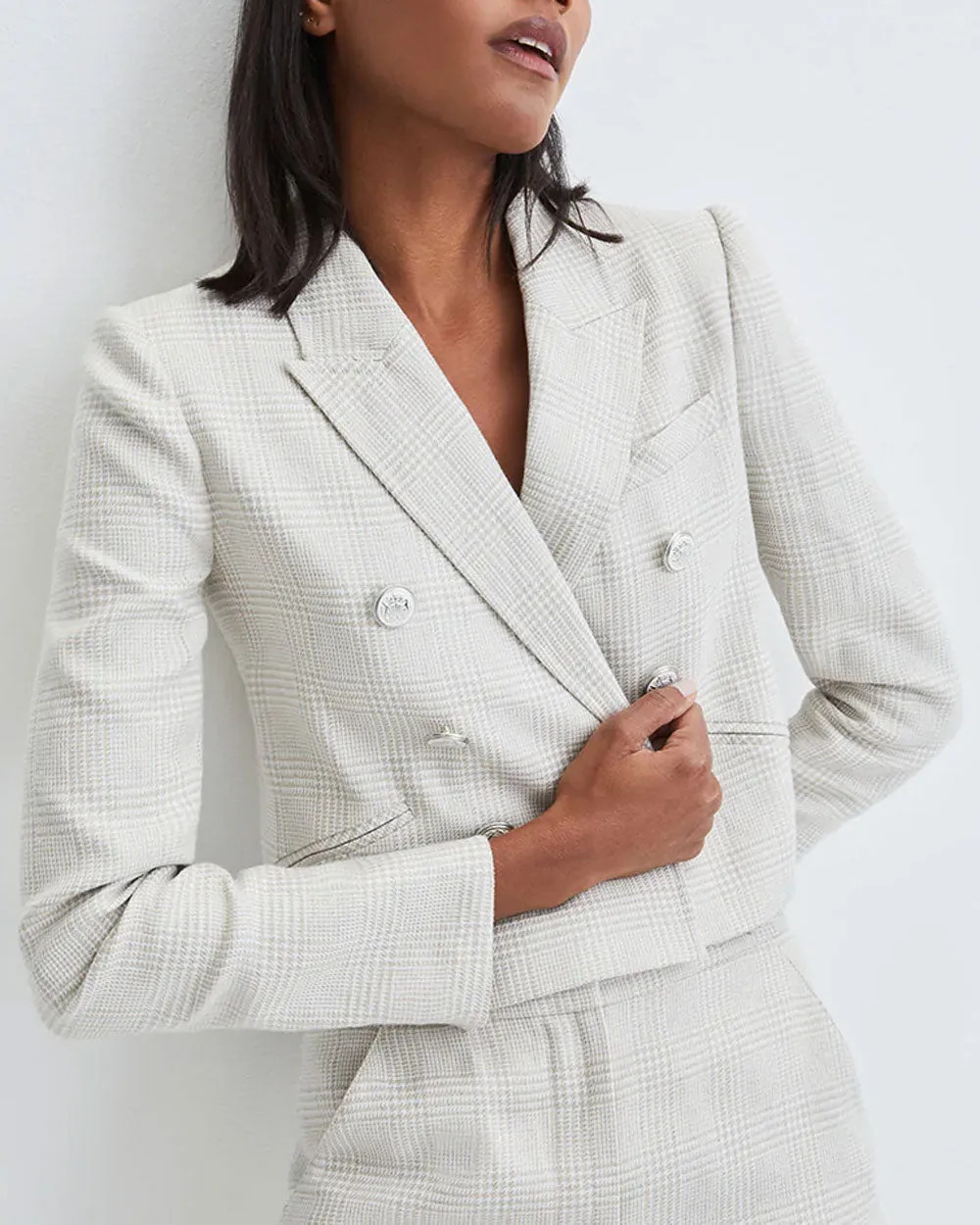Oatmeal Check Cropped Nevis Jacket