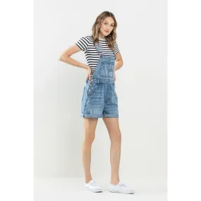 Orange Washed Cotton Denim Casual Romper Overalls