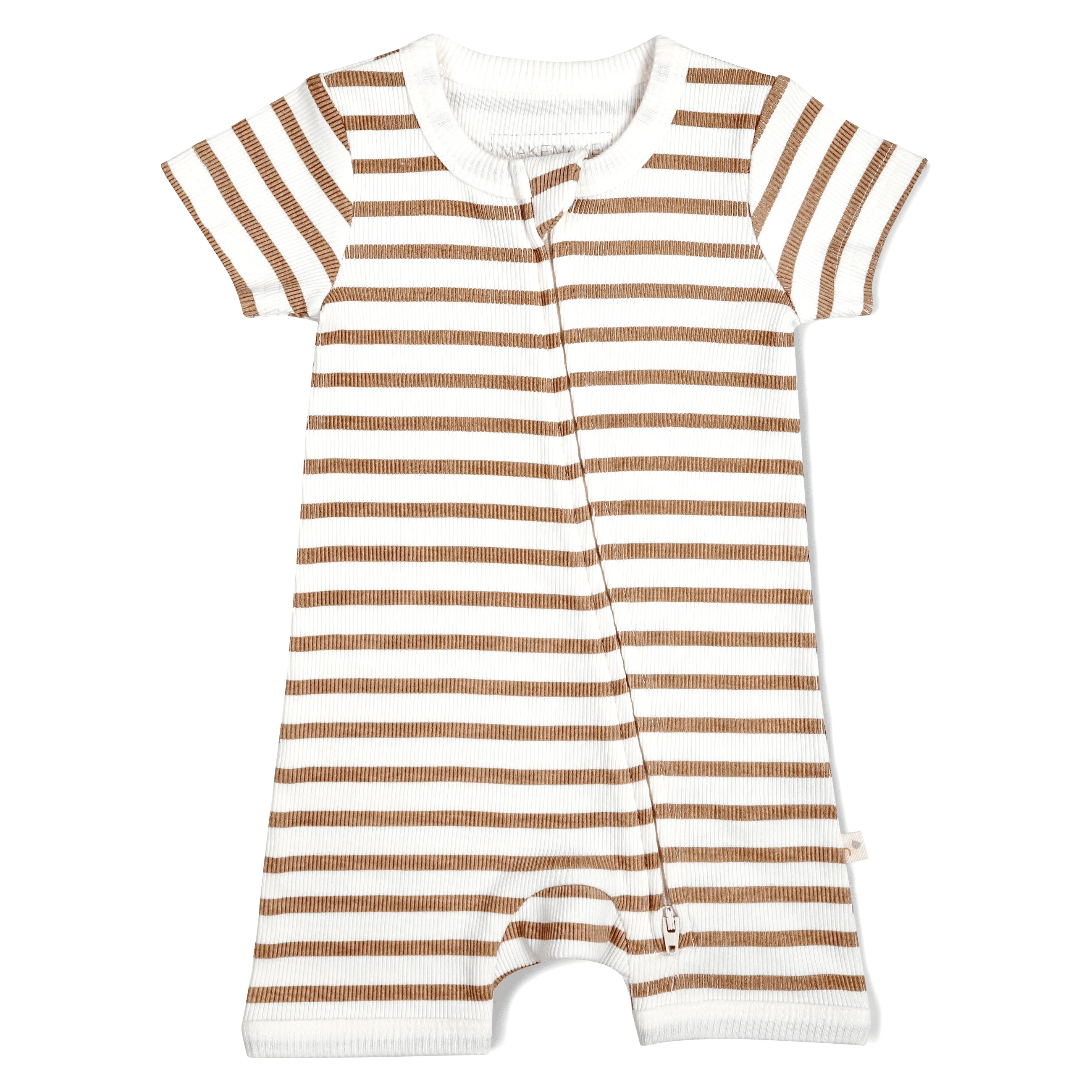 Organic Baby Short Zip Romper - Stripes