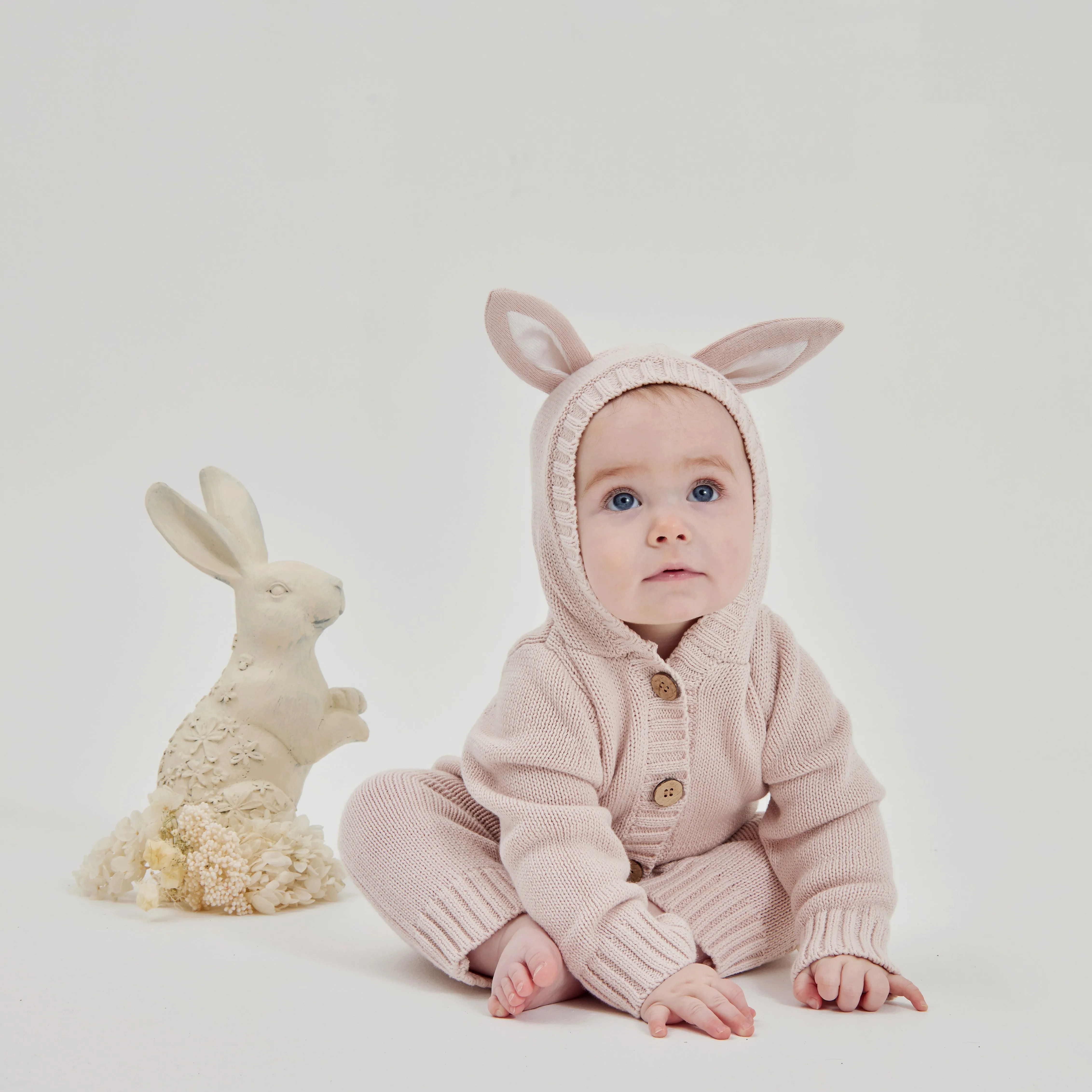 Organic Cotton Knit Romper Mauve | Bunny Ears