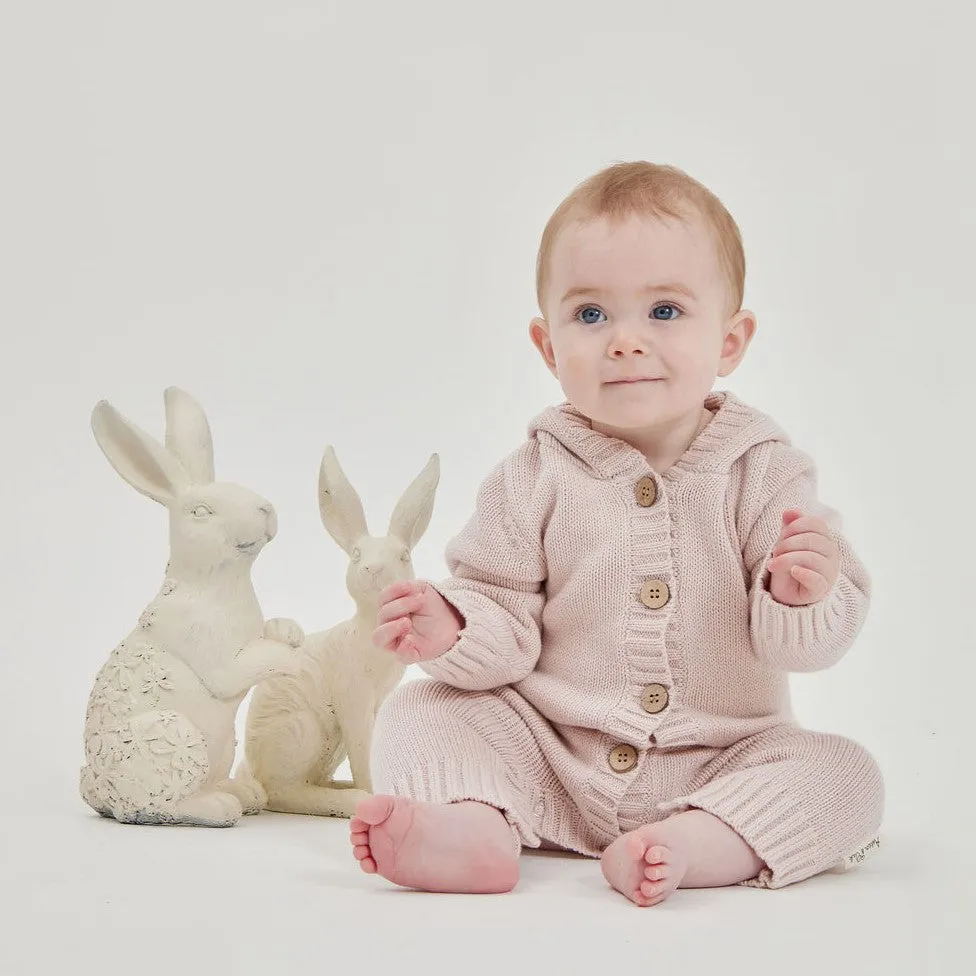 Organic Cotton Knit Romper Mauve | Bunny Ears