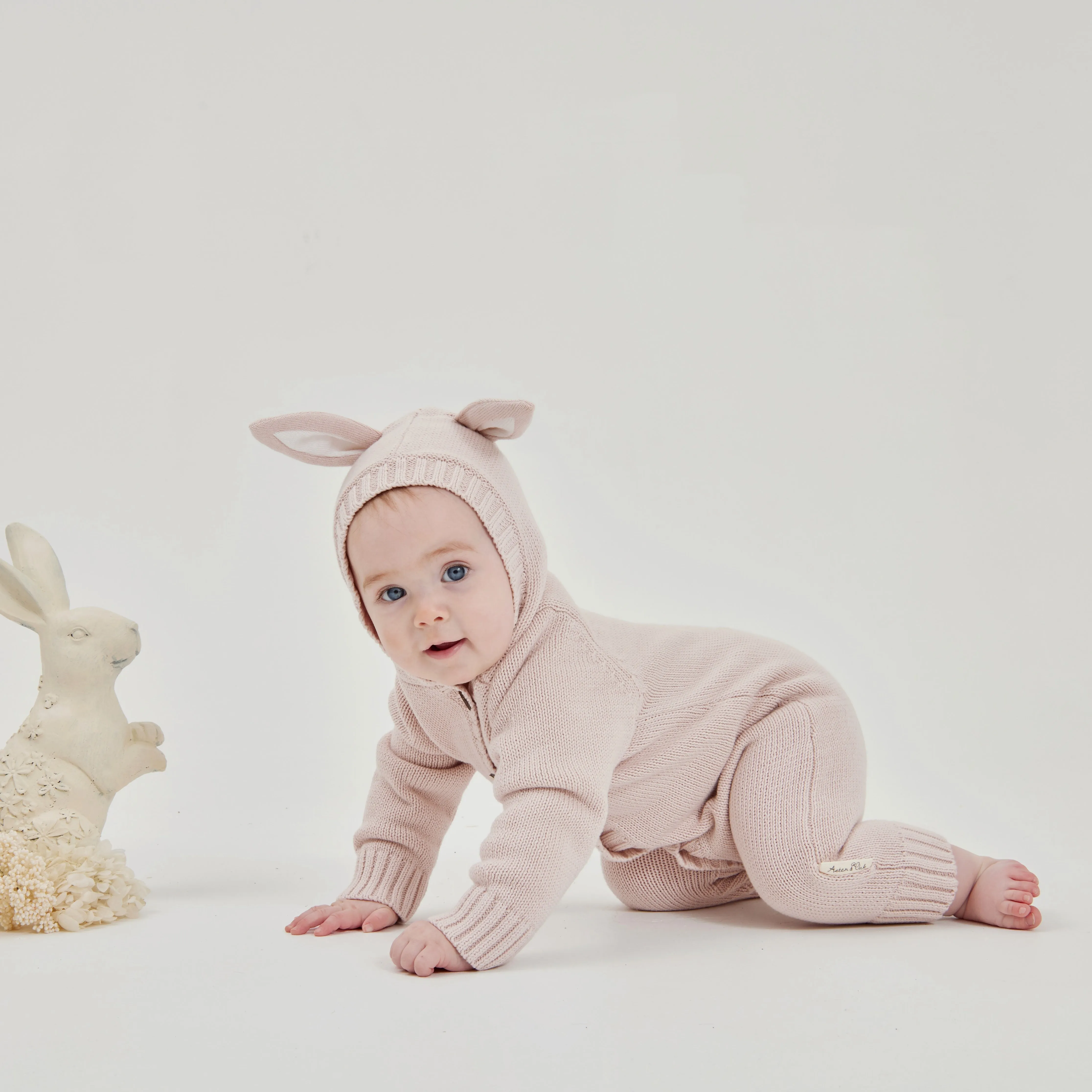 Organic Cotton Knit Romper Mauve | Bunny Ears