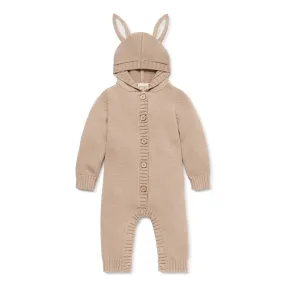Organic Cotton Knit Romper Taupe | Bunny Ears