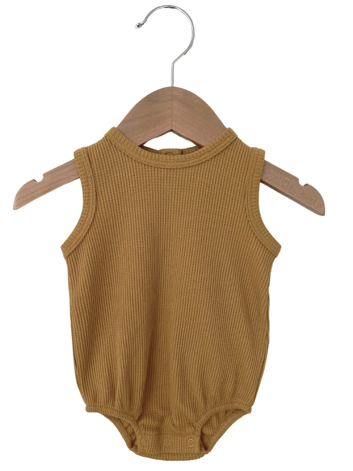 Organic Waffle Bubble Romper, Honey