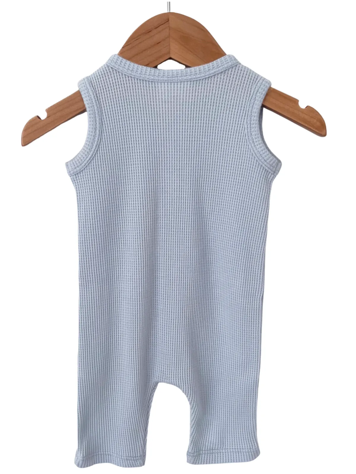 Organic Waffle Easy Romper, Baby Blue