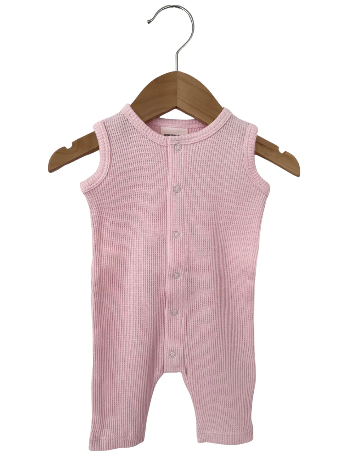 Organic Waffle Easy Romper, Blush