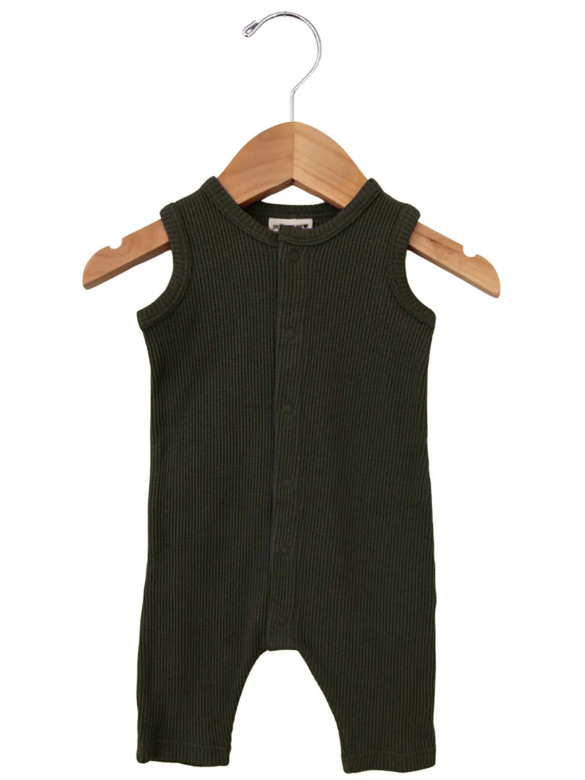 Organic Waffle Easy Romper, Forest