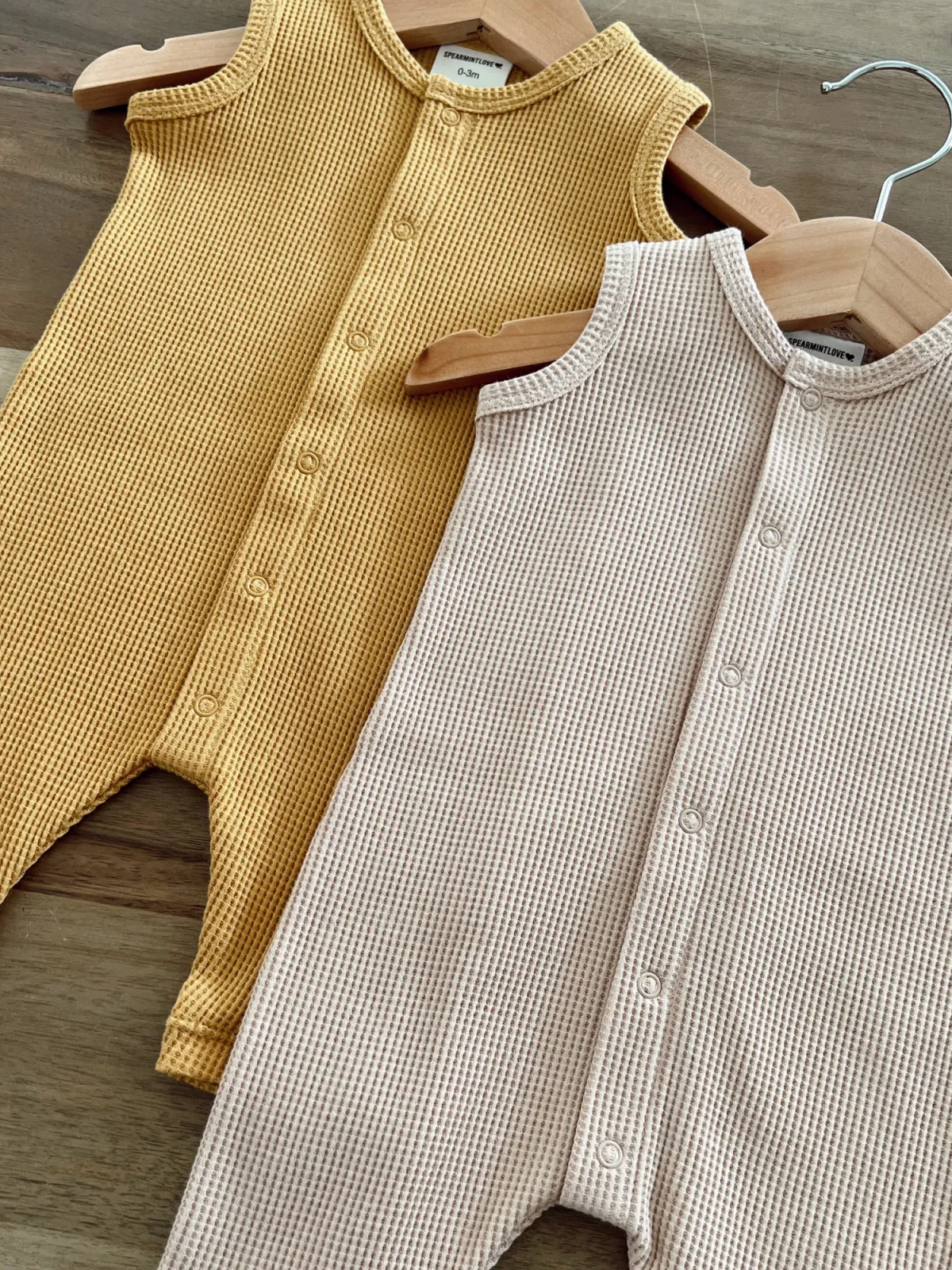 Organic Waffle Easy Romper, Honey