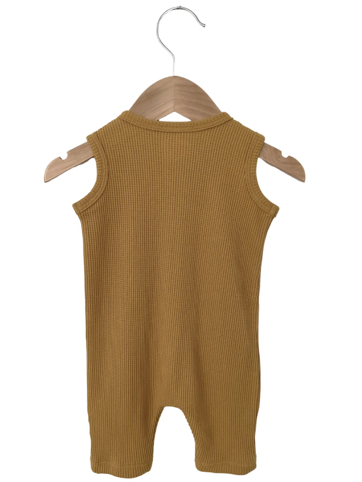 Organic Waffle Easy Romper, Honey