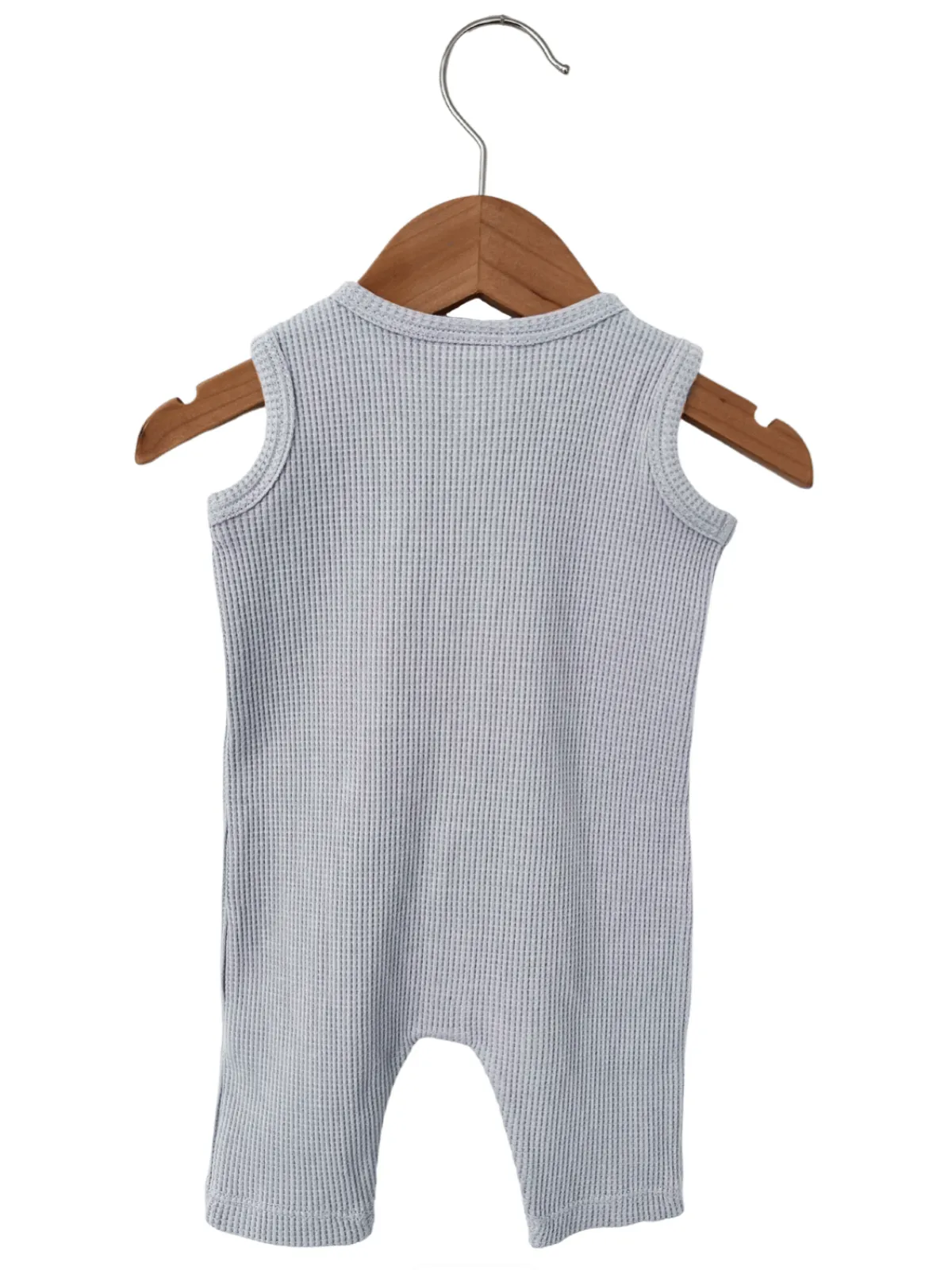 Organic Waffle Easy Romper, Silver
