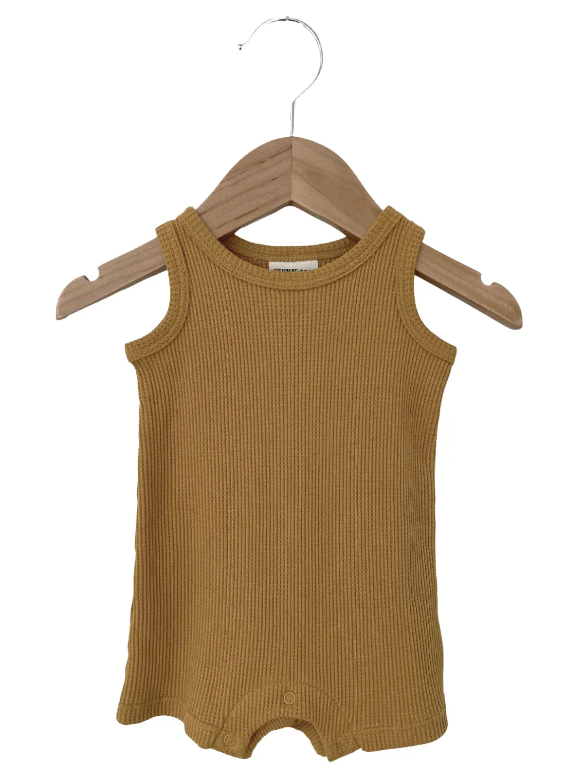 Organic Waffle Shortie Romper, Honey