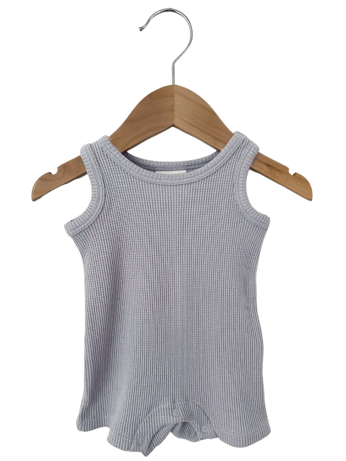 Organic Waffle Shortie Romper, Silver