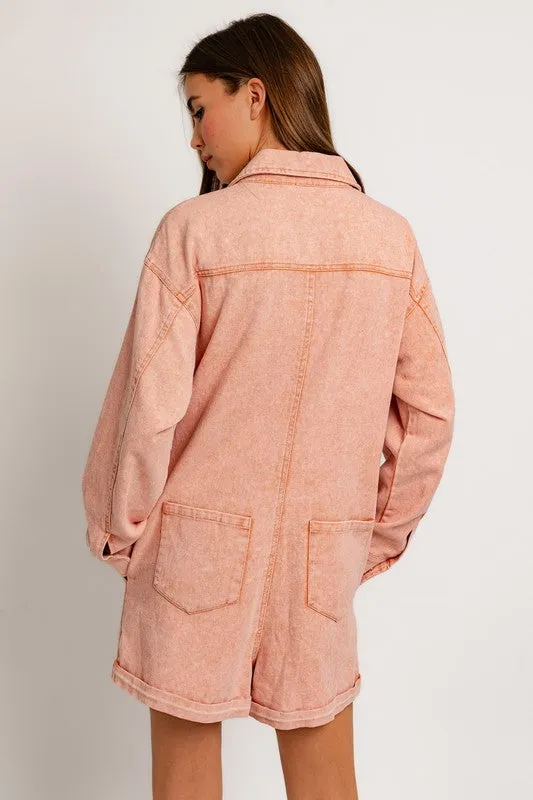 Peach Cargo Romper