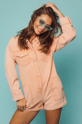 Peach Cargo Romper