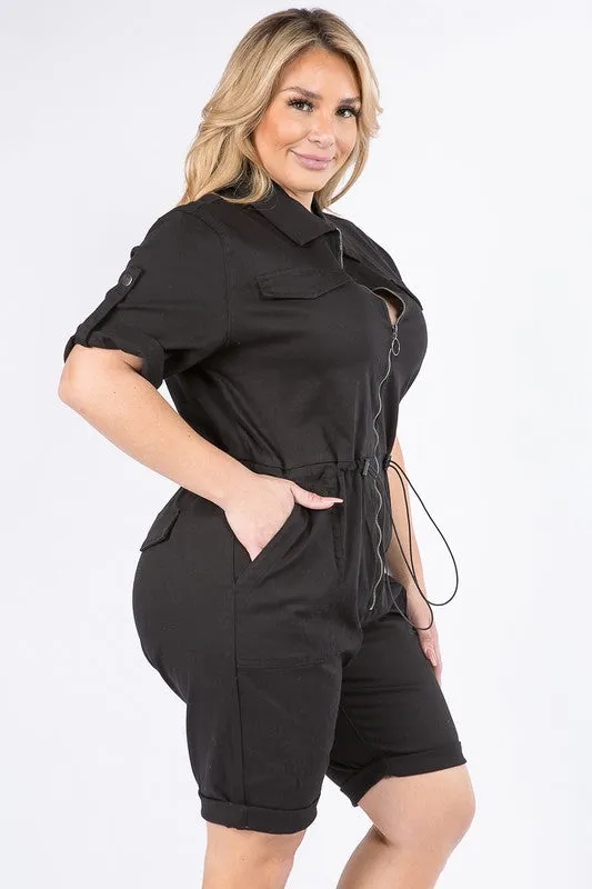 Plus Denim Utility Romper