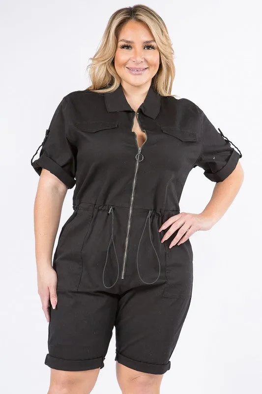 Plus Denim Utility Romper