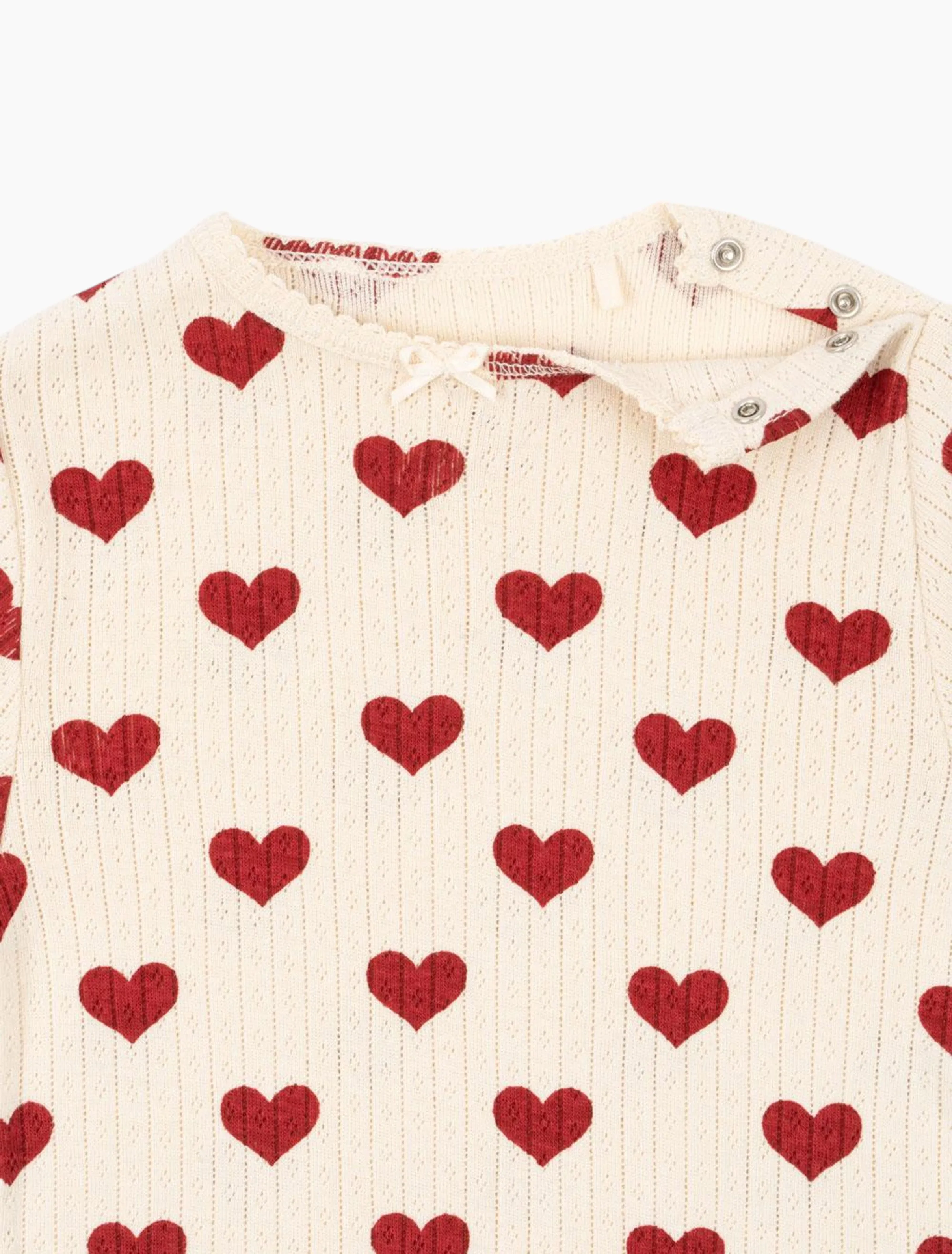 Pointelle Minnie Romper in Amour Rouge
