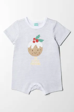 Pudding Christmas Romper Grey