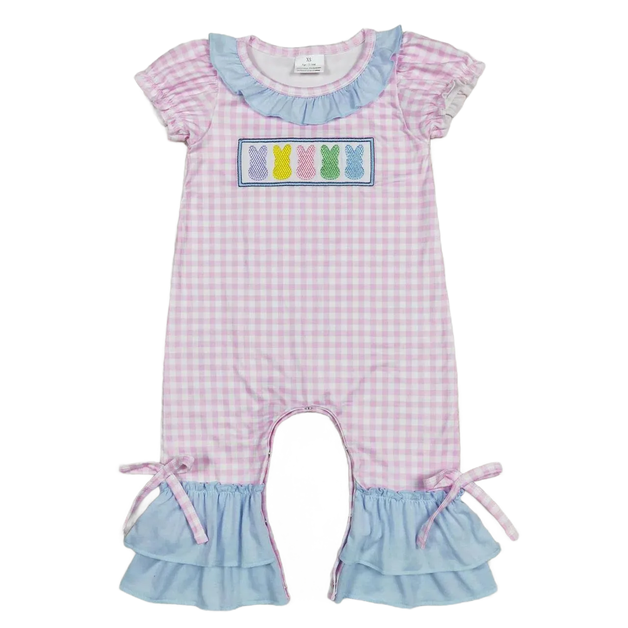 "Bunnies and Checks" Boho Romper