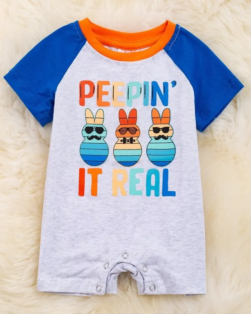 "Peepin' It Real" Gray Romper