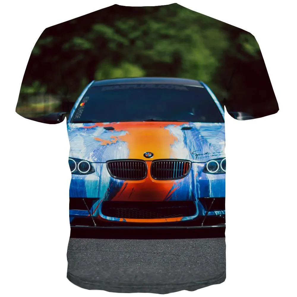 Racing Car T-shirt Men Metal Tshirts Casual City T-shirts Graphic Gray T-shirts 3d Retro Tshirts Cool