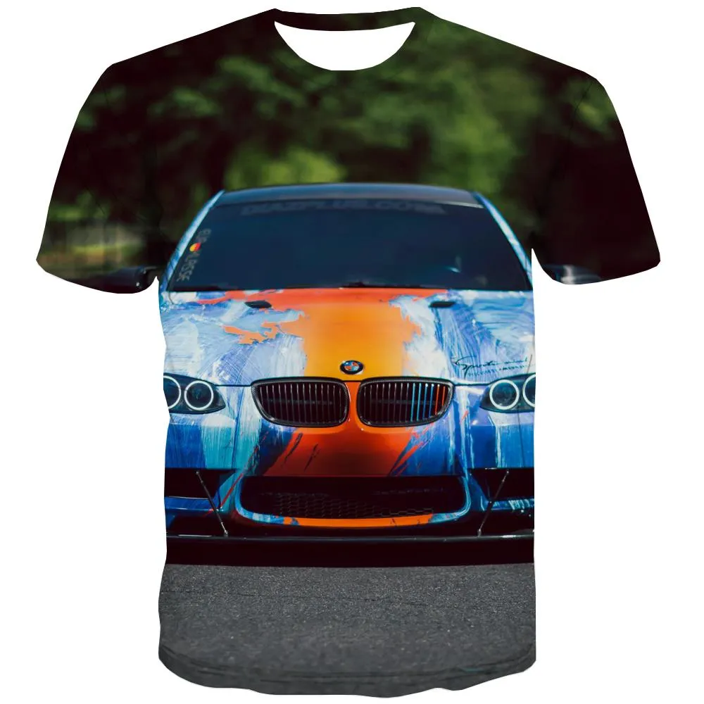 Racing Car T-shirt Men Metal Tshirts Casual City T-shirts Graphic Gray T-shirts 3d Retro Tshirts Cool