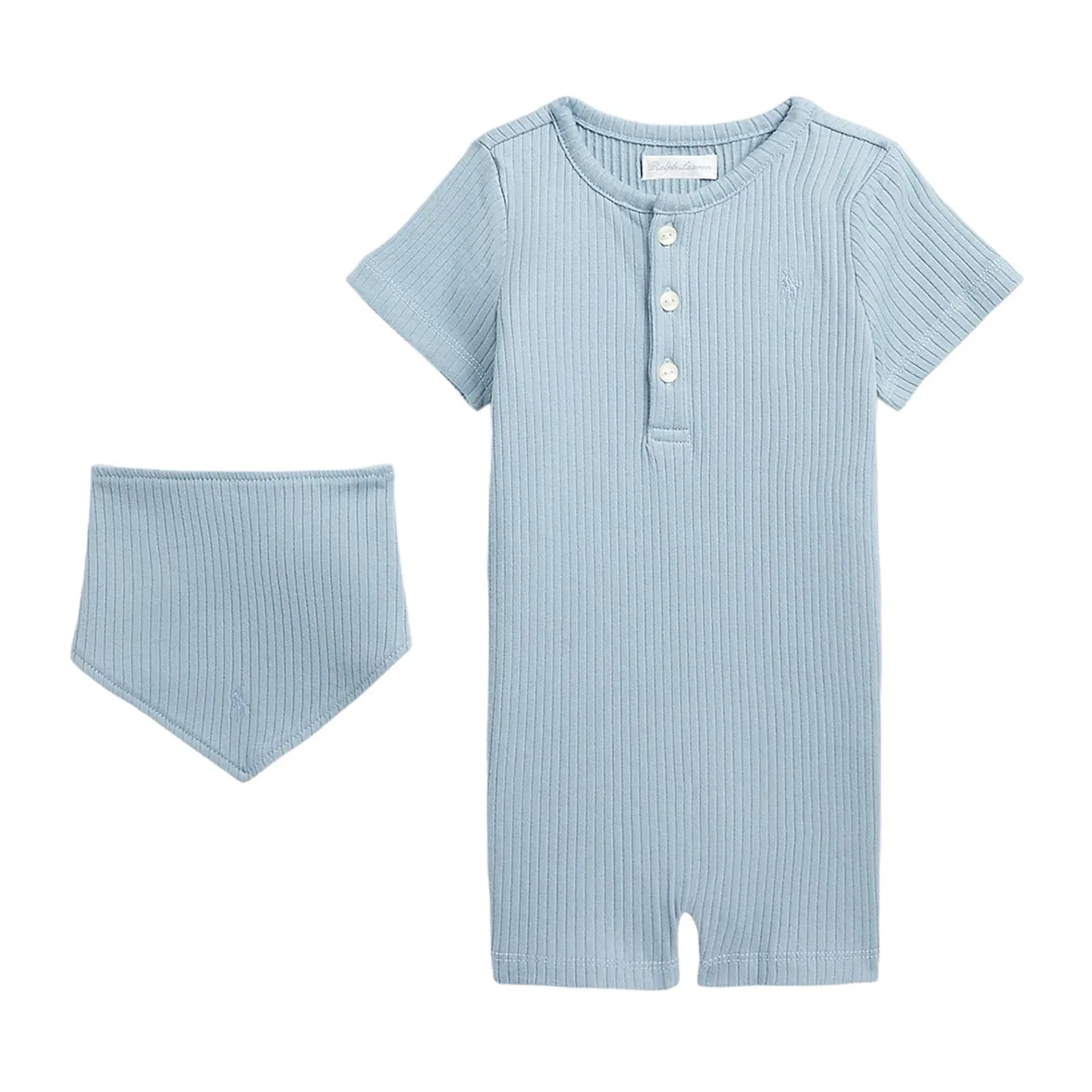 Ralph Lauren - Baby Romper with bib, Blue