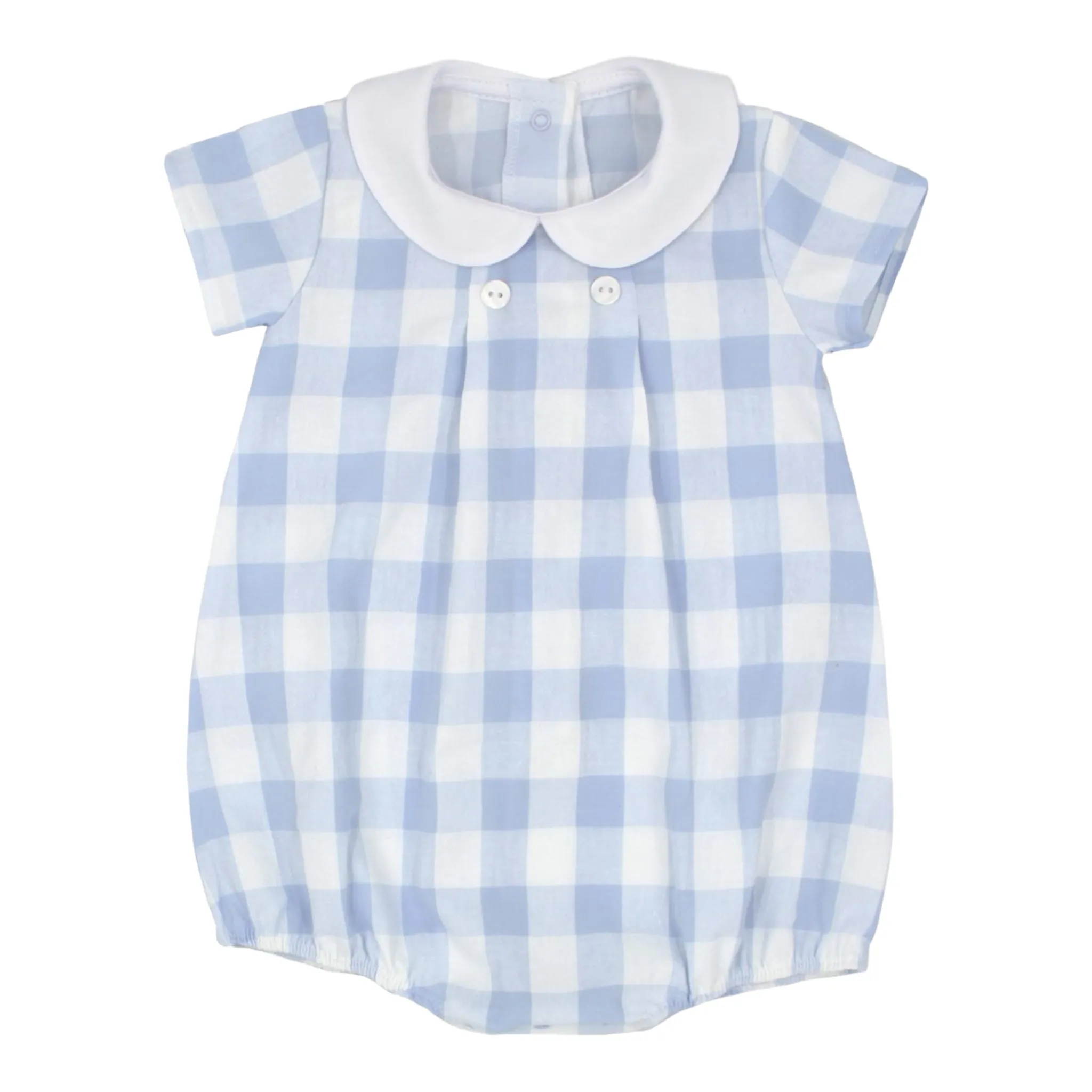 Rapife - Pale blue and white large check romper