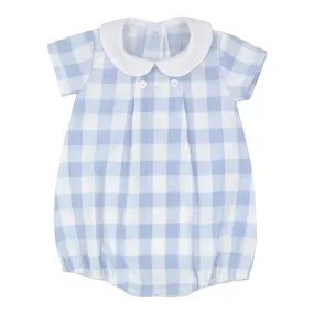 Rapife - Pale blue and white large check romper