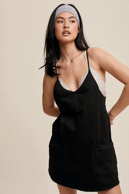 RESTOCKED Black Athletic Romper Dress