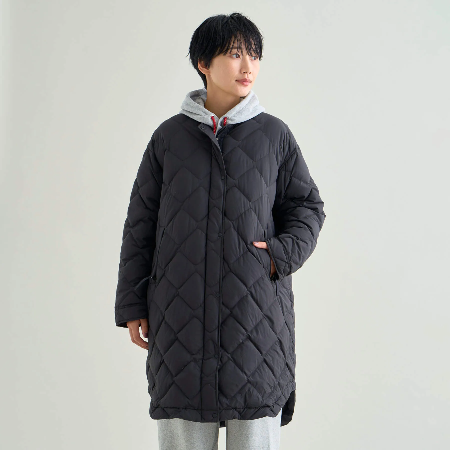 RIB COLLAR QUILTED DOWN COAT W(WOMEN)