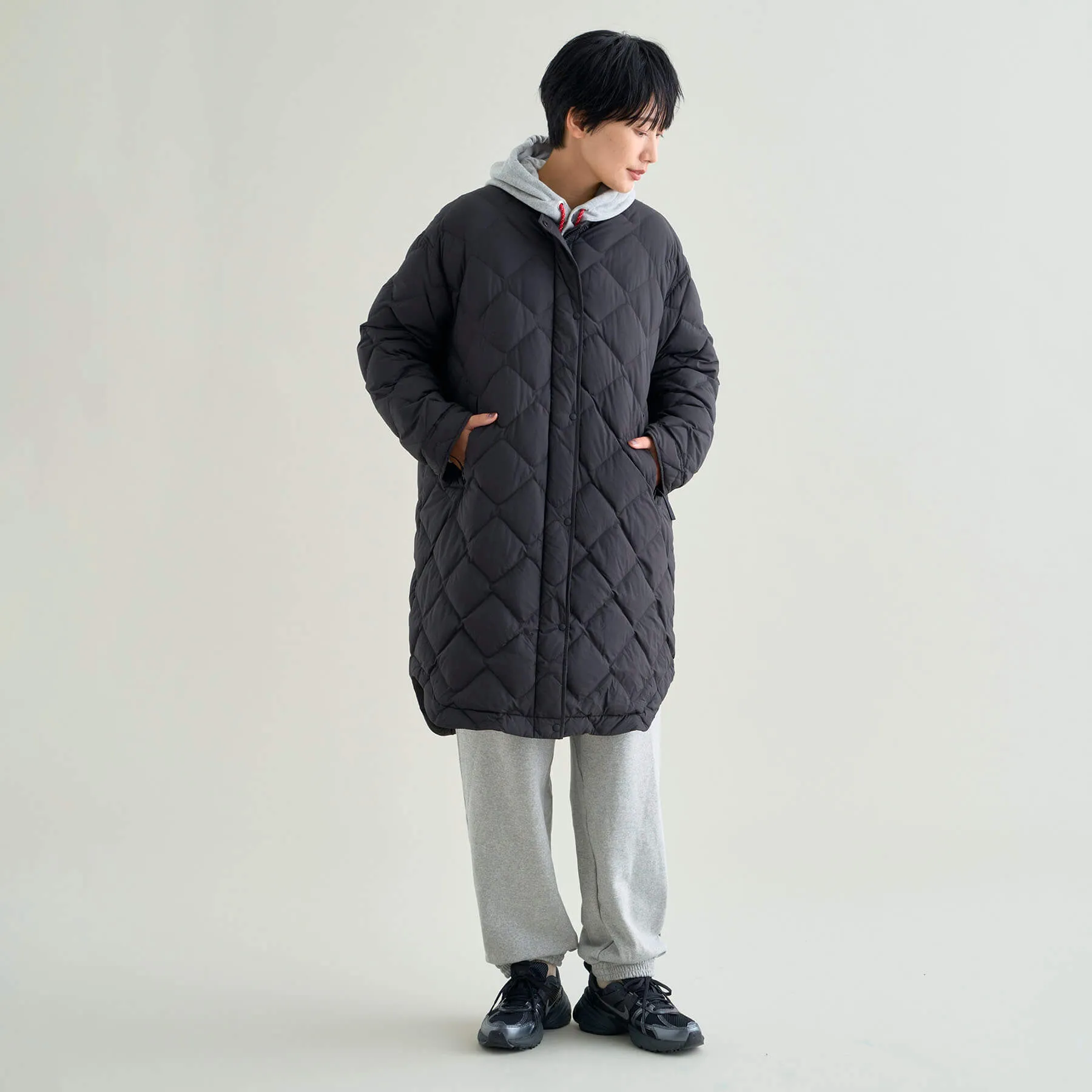 RIB COLLAR QUILTED DOWN COAT W(WOMEN)