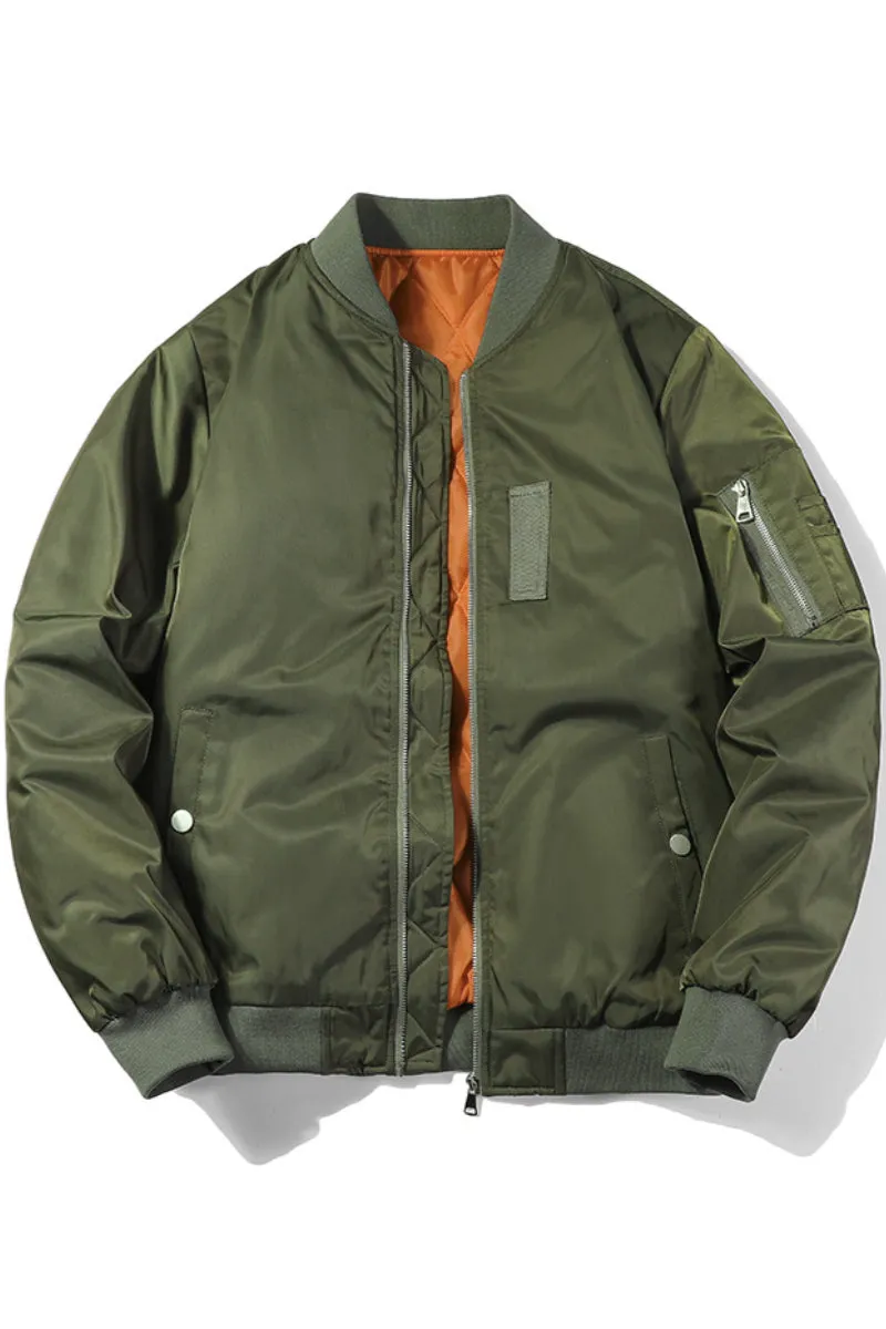Ribbed Trims Quilted Bomber Jacket