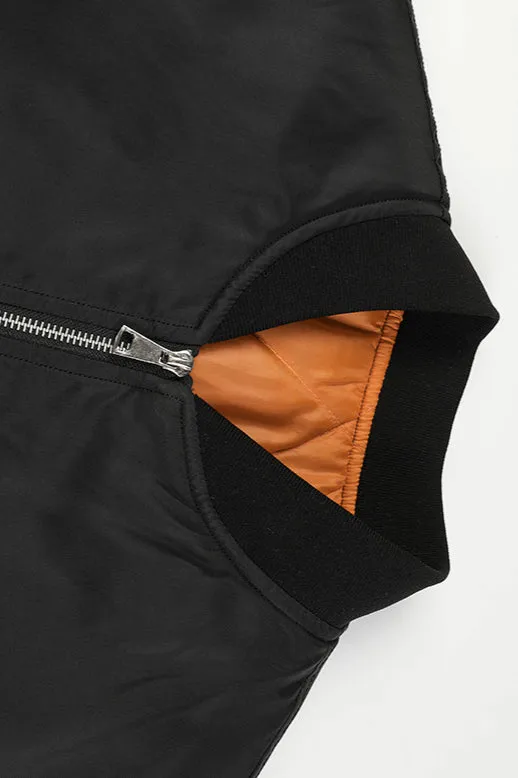 Ribbed Trims Quilted Bomber Jacket