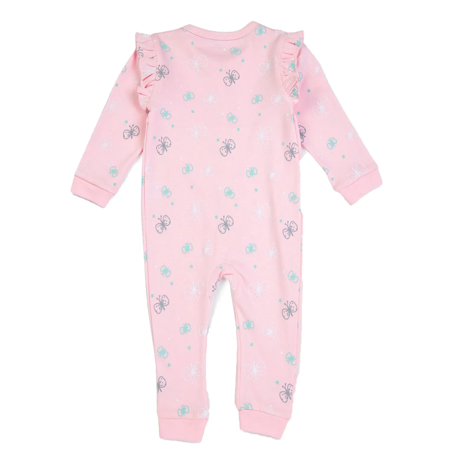 Romper Shulder Frill Pink - Butterfly Print