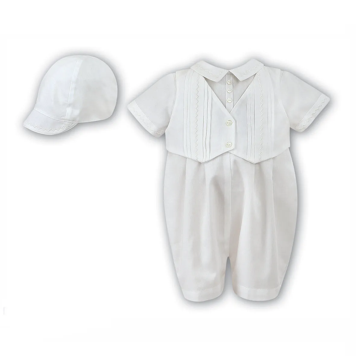 Sarah Louise - pale ivory romper and hat 002210S